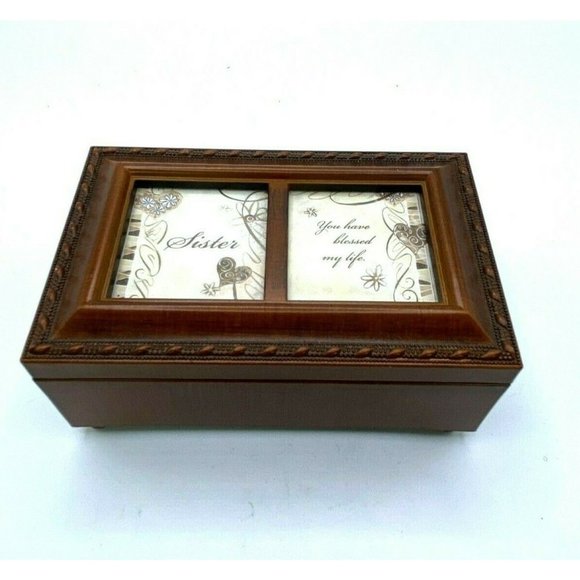 SANKYO COTTAGE GARDEN JEWELRY FLIP TOP MUSIC BOX 4" X 6" Viintage - Picture 1 of 12
